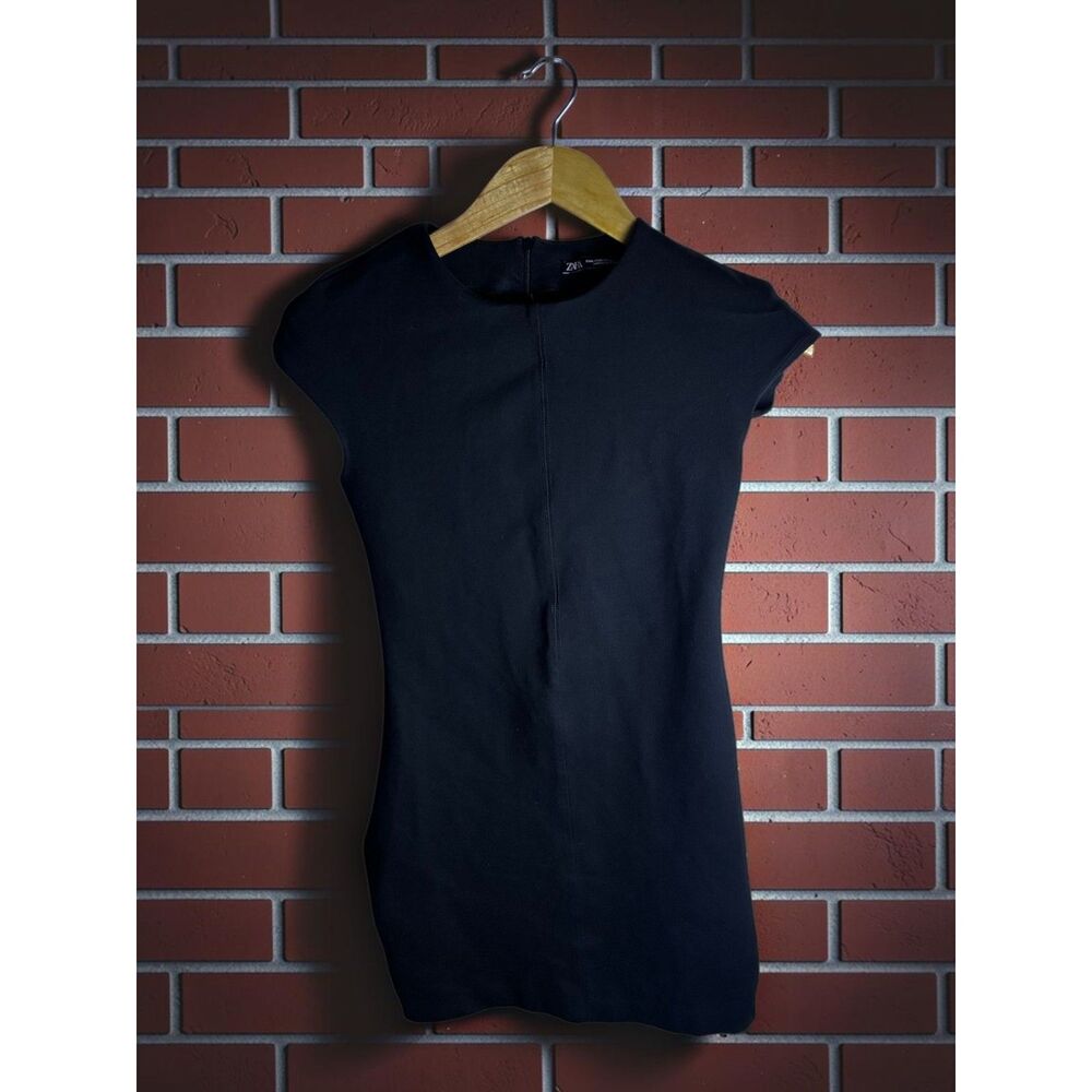 Zara Black Cap Sleeve Bodycon Mini Dress Medium